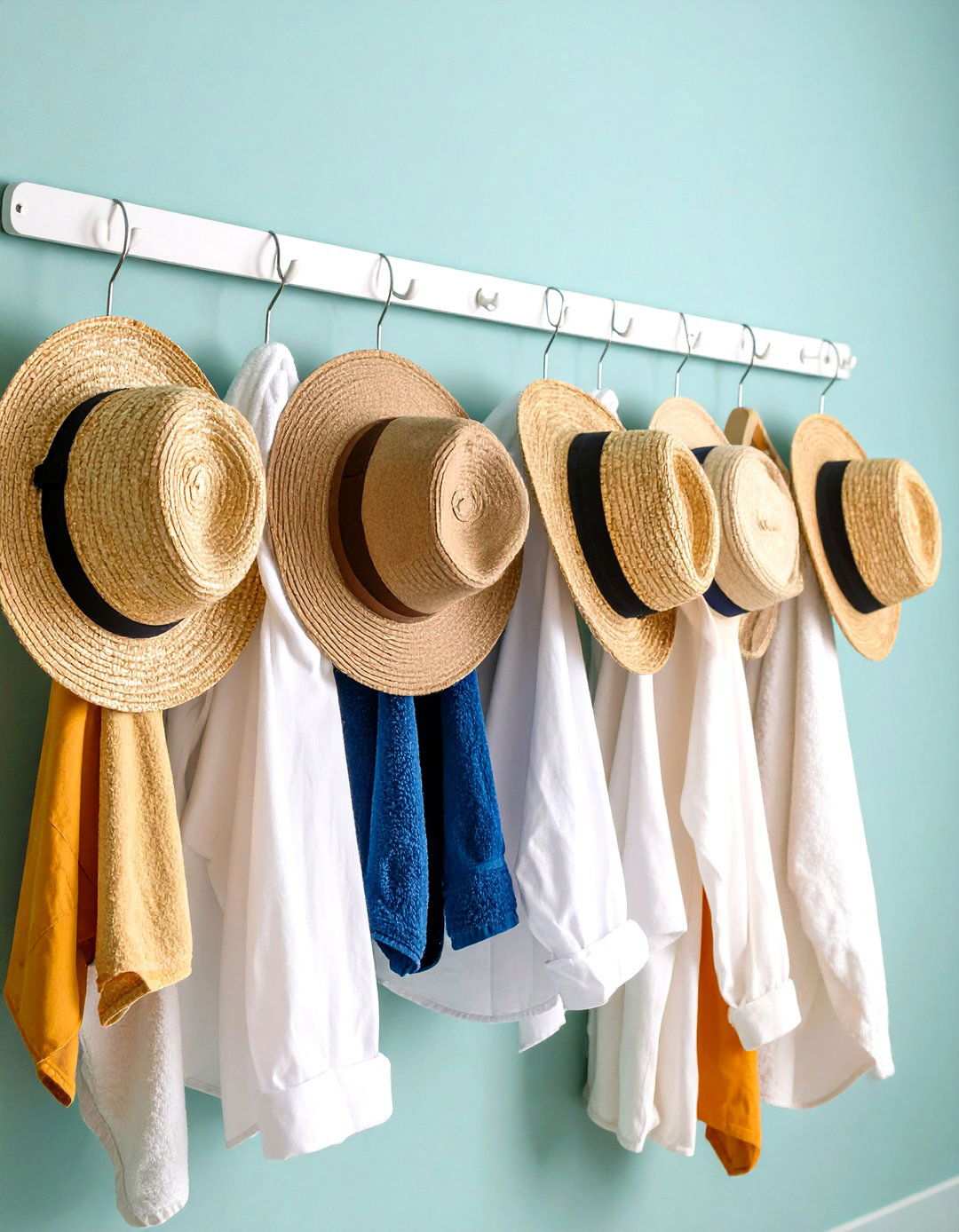 Towel Bar and Curtain Ring System - 24 Hat Storage Ideas
