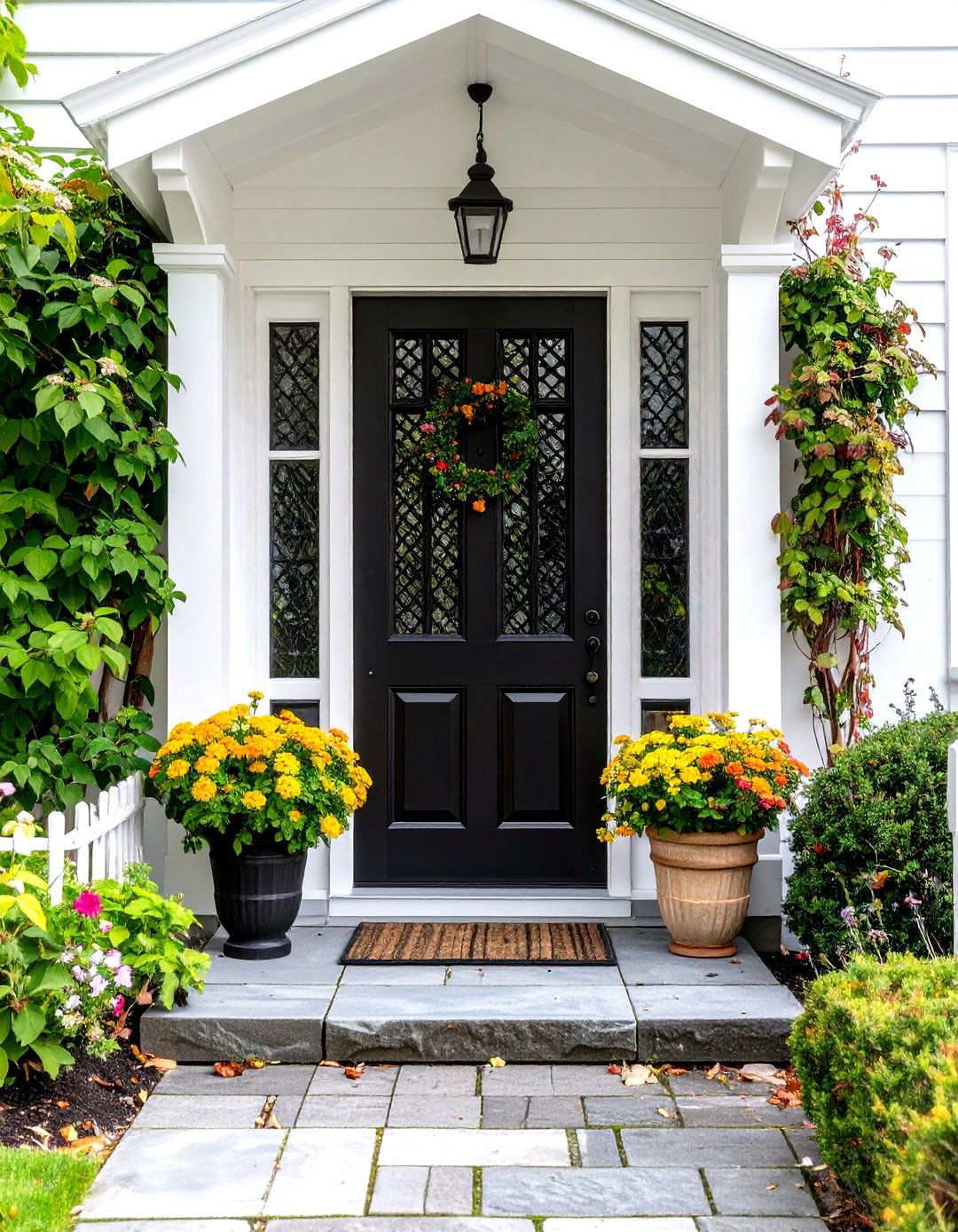 Traditional Black Screen Door Accent - 24 White House Ideas With Black Doors