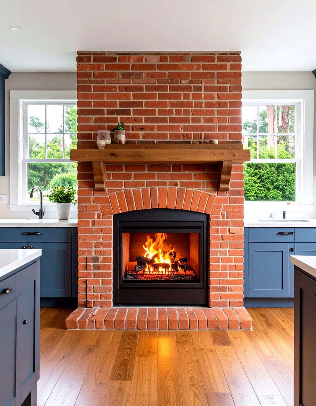 Traditional Brick Kitchen Fireplace - 24 Kitchens With Fireplaces