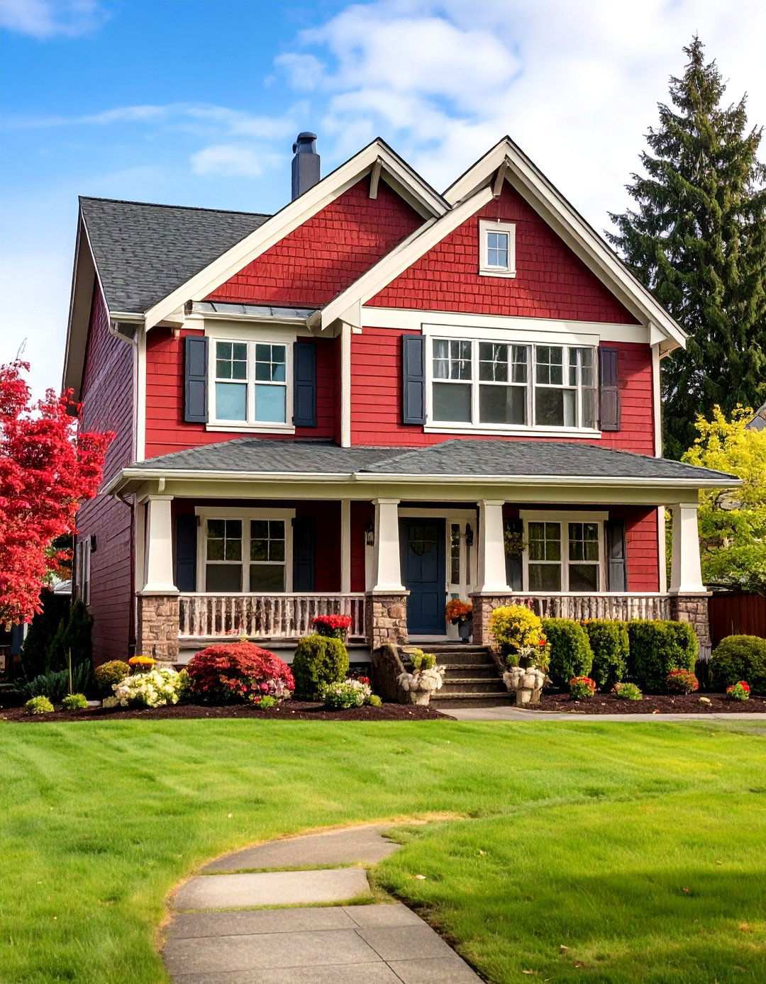 Traditional Brick Red and Cream Classic - 24 Two-tone Siding Designs