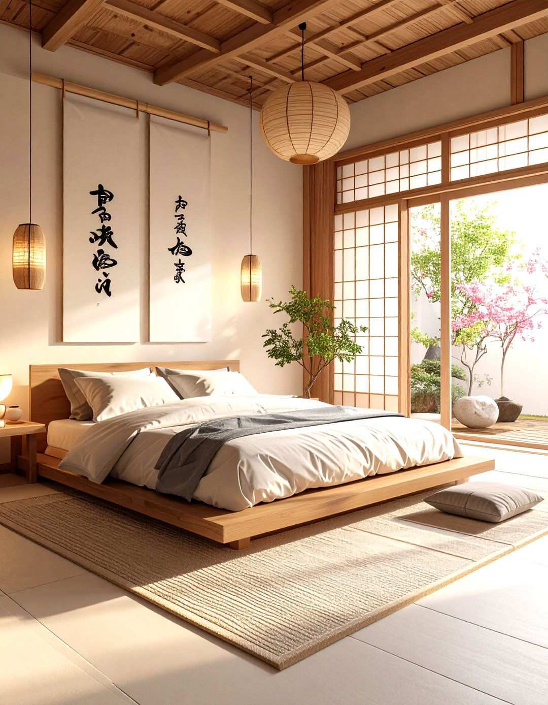Traditional Calligraphy Art Display - 24 Japanese Bedroom Design Ideas
