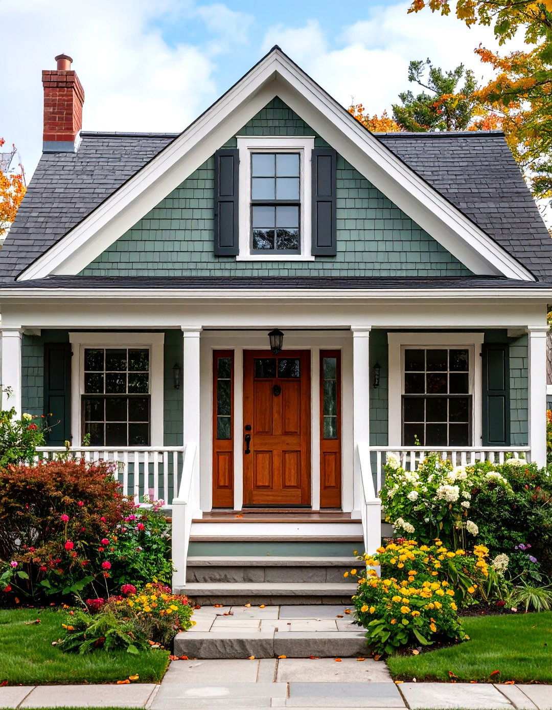 Traditional Cape Cod Brown Doors - 24 Sage Green House With Brown Trim Ideas