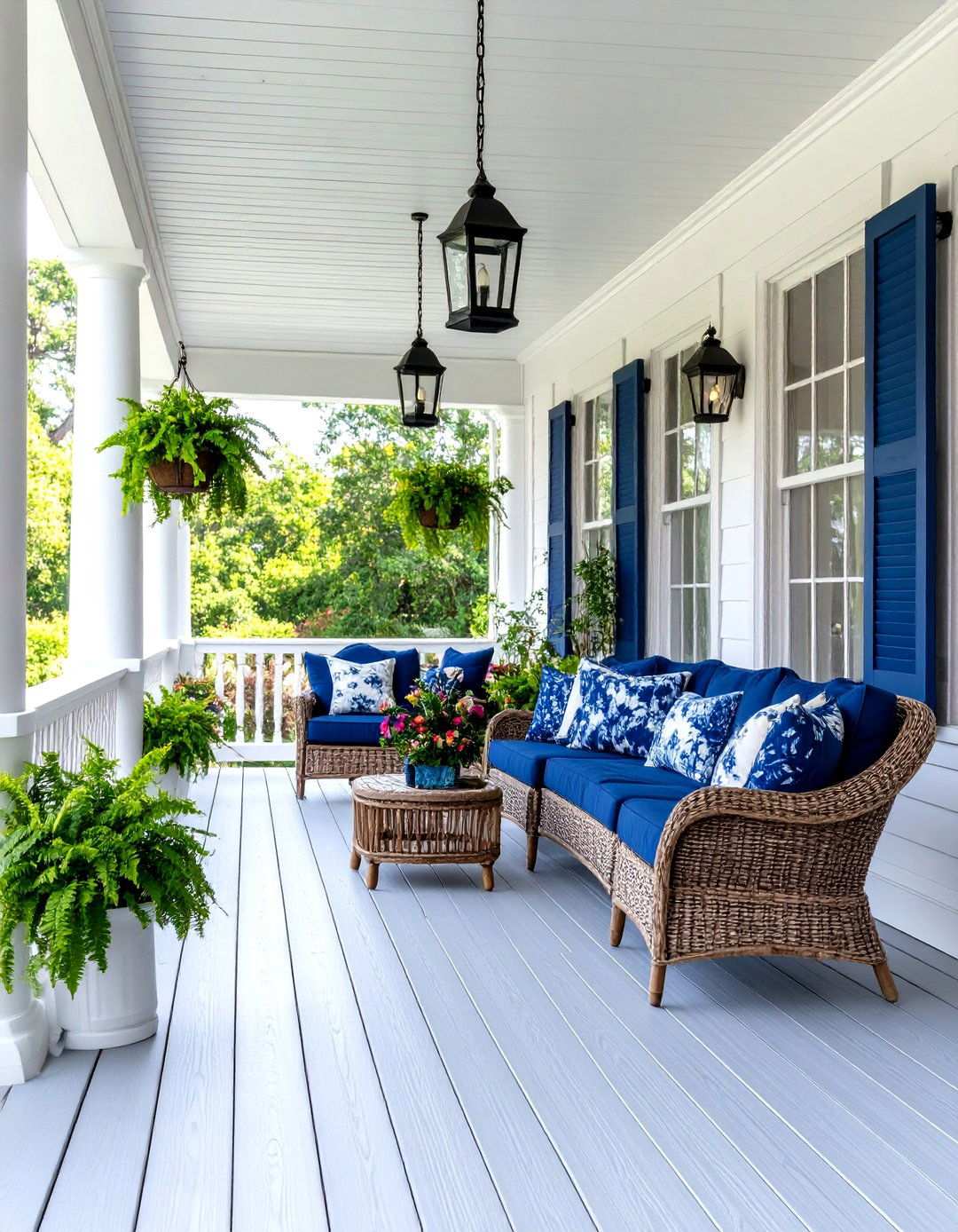 Traditional Colonial Veranda with White Columns - 24 Veranda Ideas