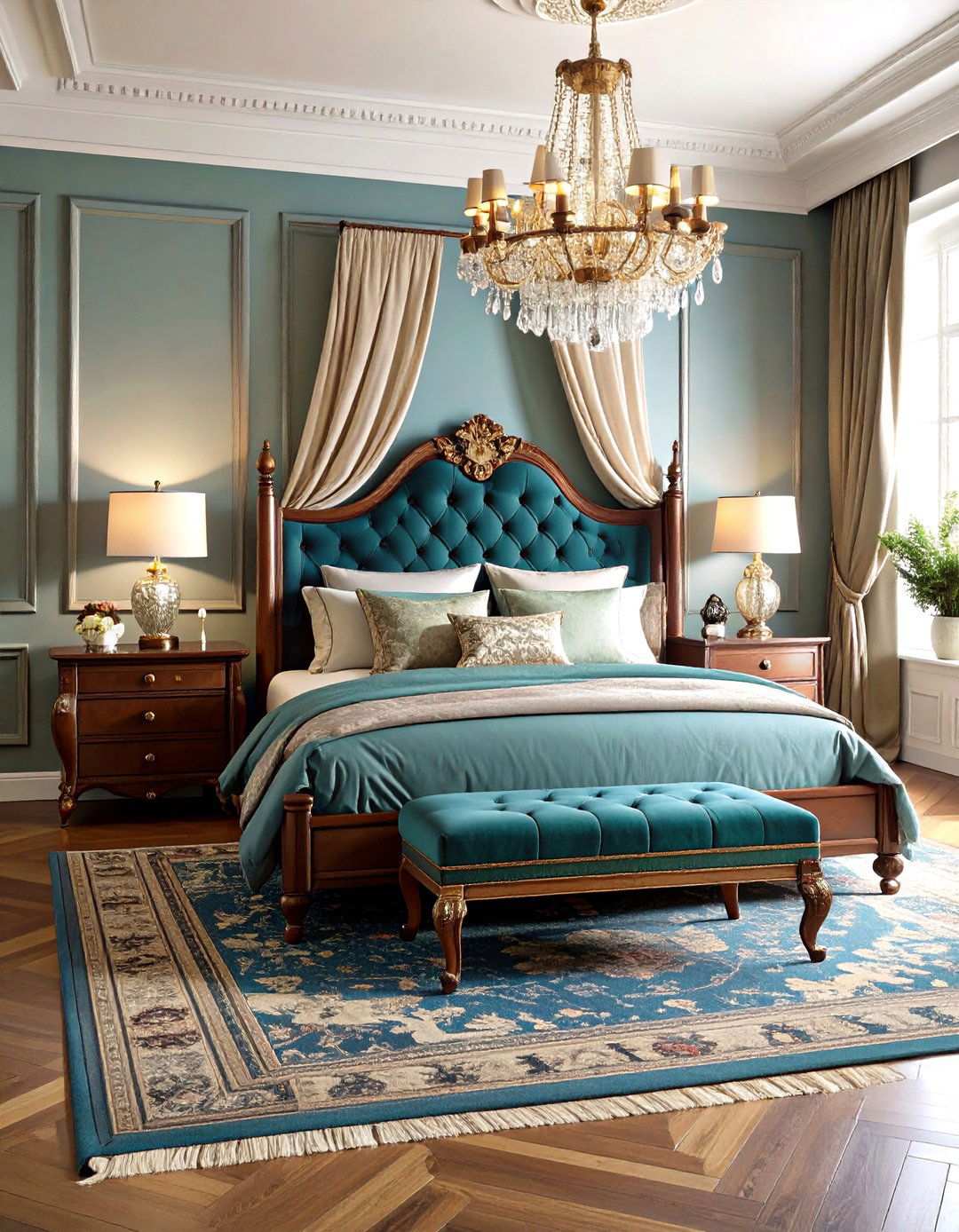 Traditional Elegance with Rich Fabrics - 24 Large Bedroom Design Ideas