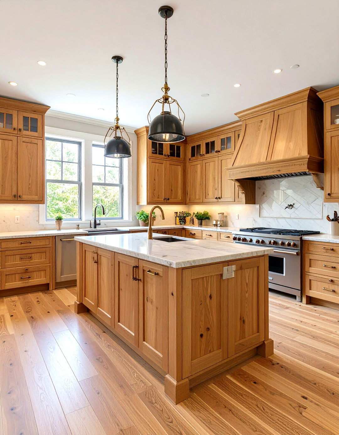 Traditional Kitchen with Cherry Butcher Block Perimeter - 24 Kitchens With Butcher Block Countertops