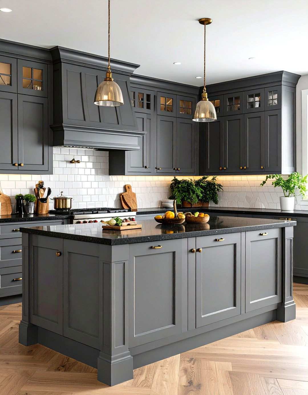 Traditional Kitchen With Modern Updates - 24 Kitchen With Gray Cabinets And Black Countertops Ideas