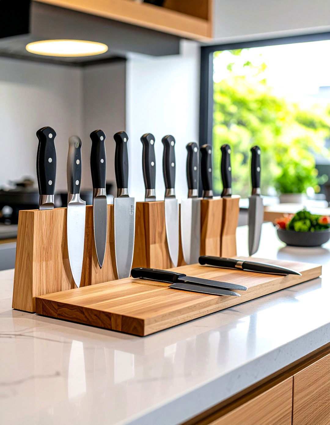 Traditional Knife Display and Cutting Surface Integration - 24 Japanese Style Kitchen Ideas