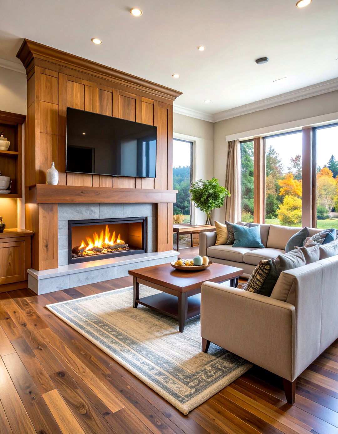 Traditional Linear Fireplace with Classic Mantel - 24 Linear Fireplace Ideas With Tv Above