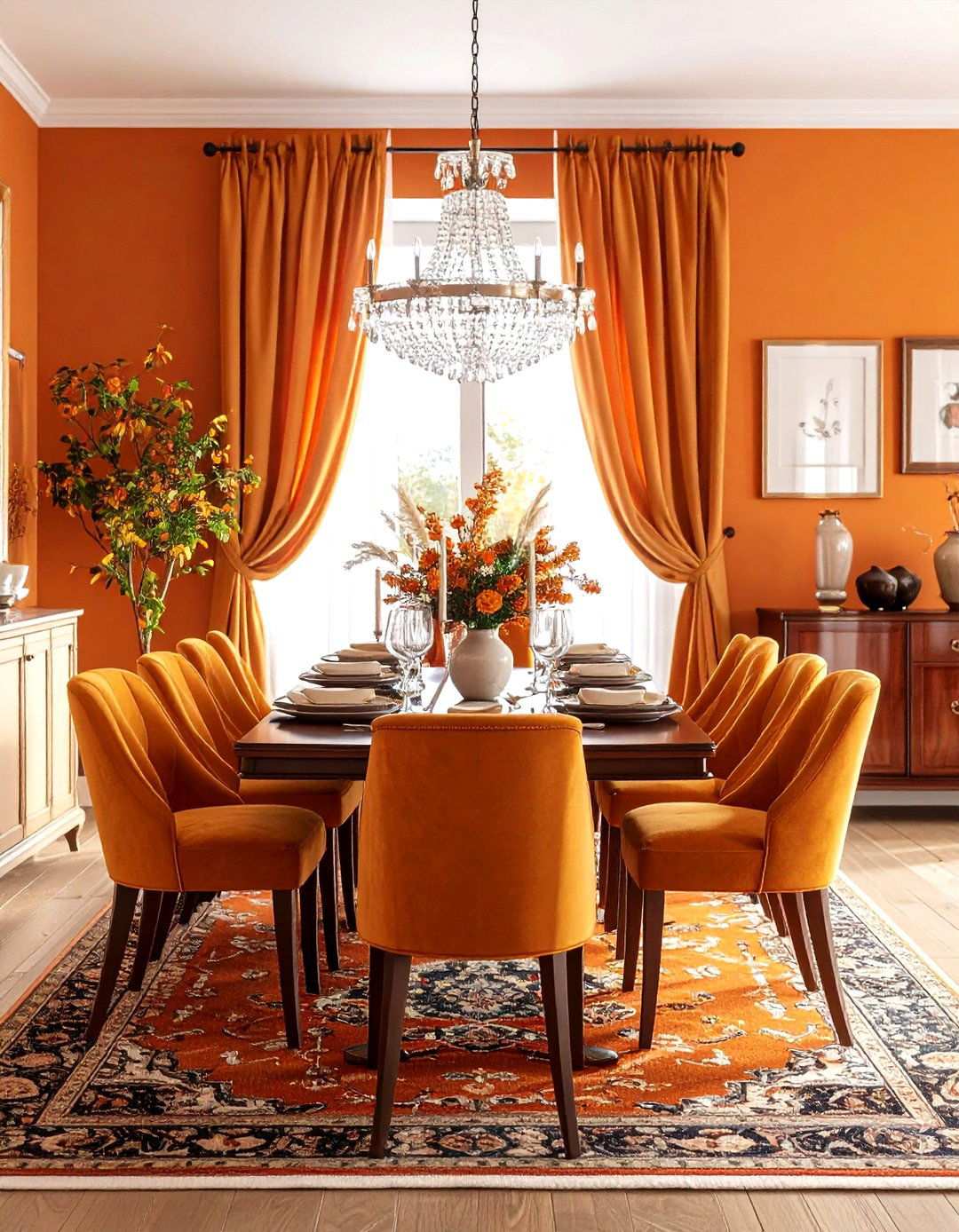 Traditional Orange Formal Dining Room - 24 Orange Accent Wall Ideas