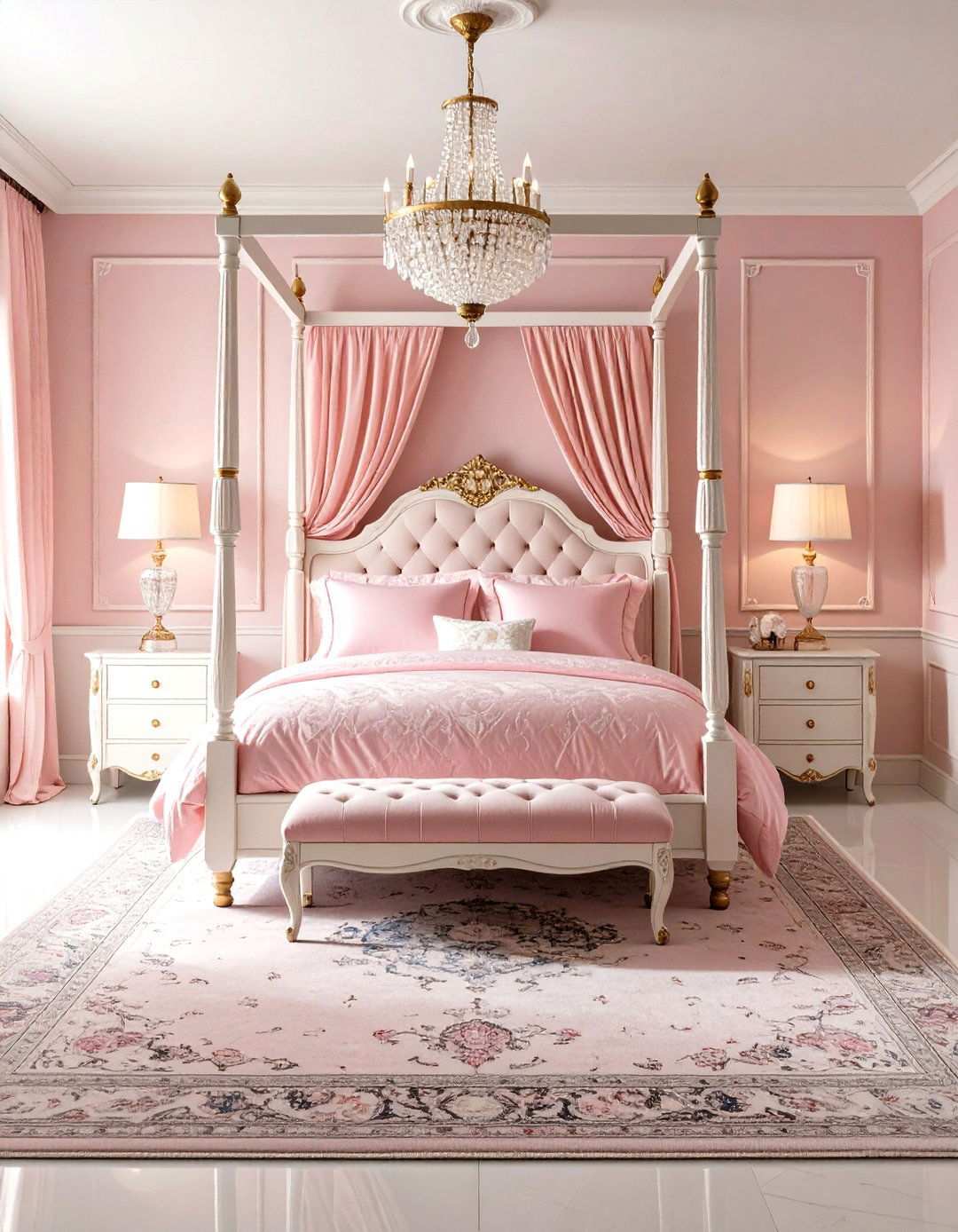 Traditional Pink Elegance - 24 Pink and White Bedroom Ideas