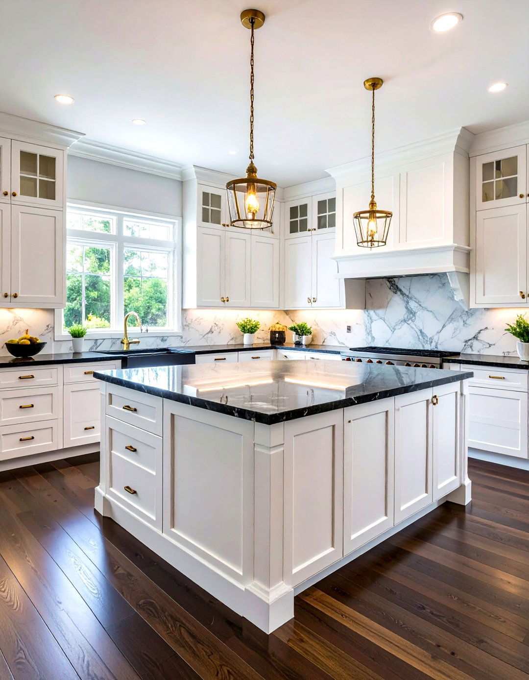 Traditional Raised Panel Cabinet Kitchen - 24 Kitchen With White Cabinets and Black Countertops Ideas
