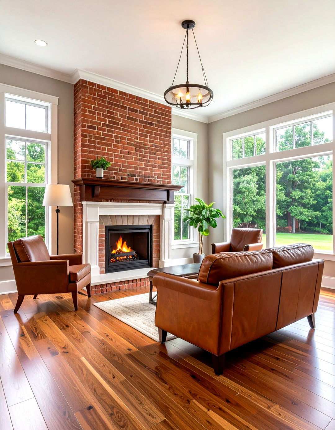 Traditional Red Brick with White Mortar - 24 Two-story Fireplace Ideas