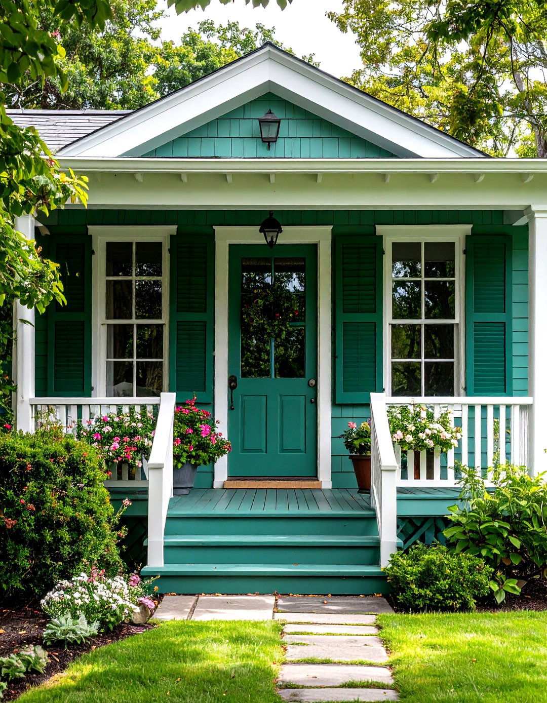 Traditional Shutter Accent Porch - 24 Small Cape Cod Front Porch Ideas