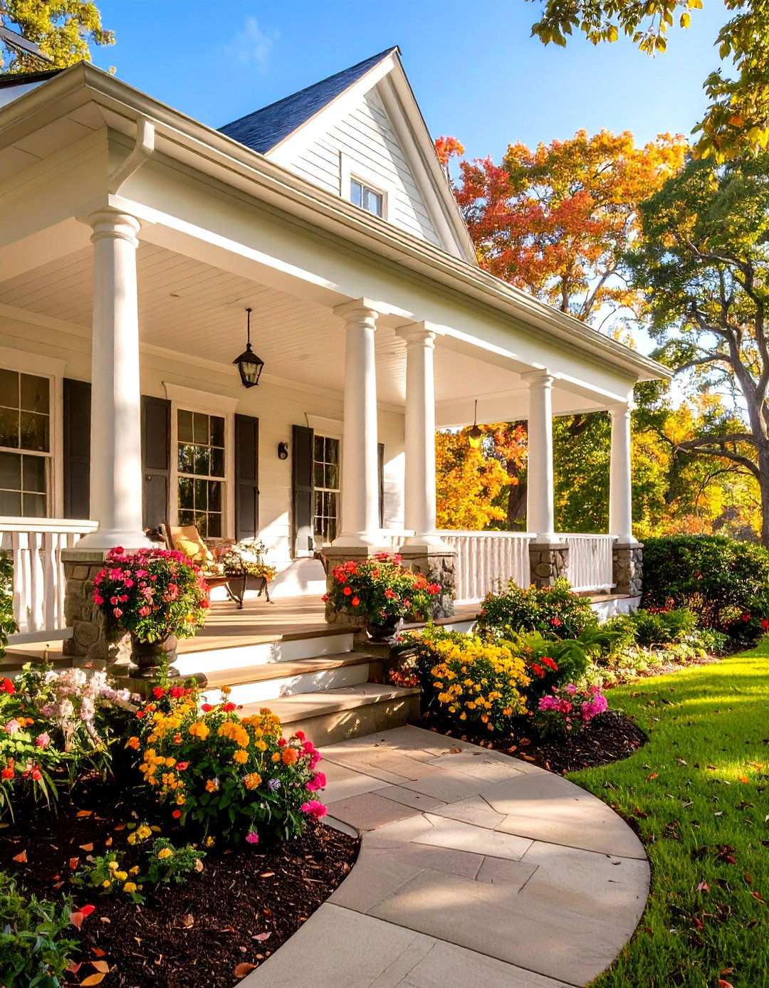 Traditional Southern Column Elegance - 24 Open Gable Porch Ideas