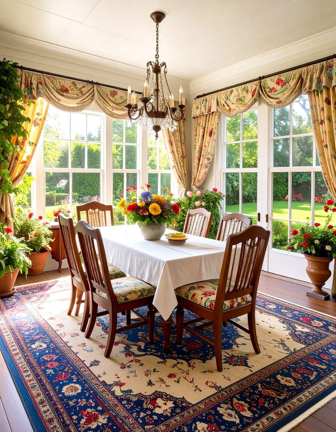 Traditional Sunroom Dining with Classic Elegance - 24 Sunroom Dining Room Ideas