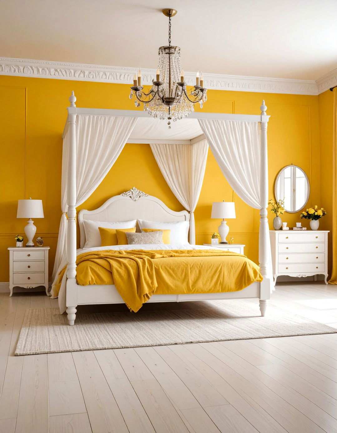 Traditional Yellow and White Bedroom - 24 Yellow Bedroom Ideas