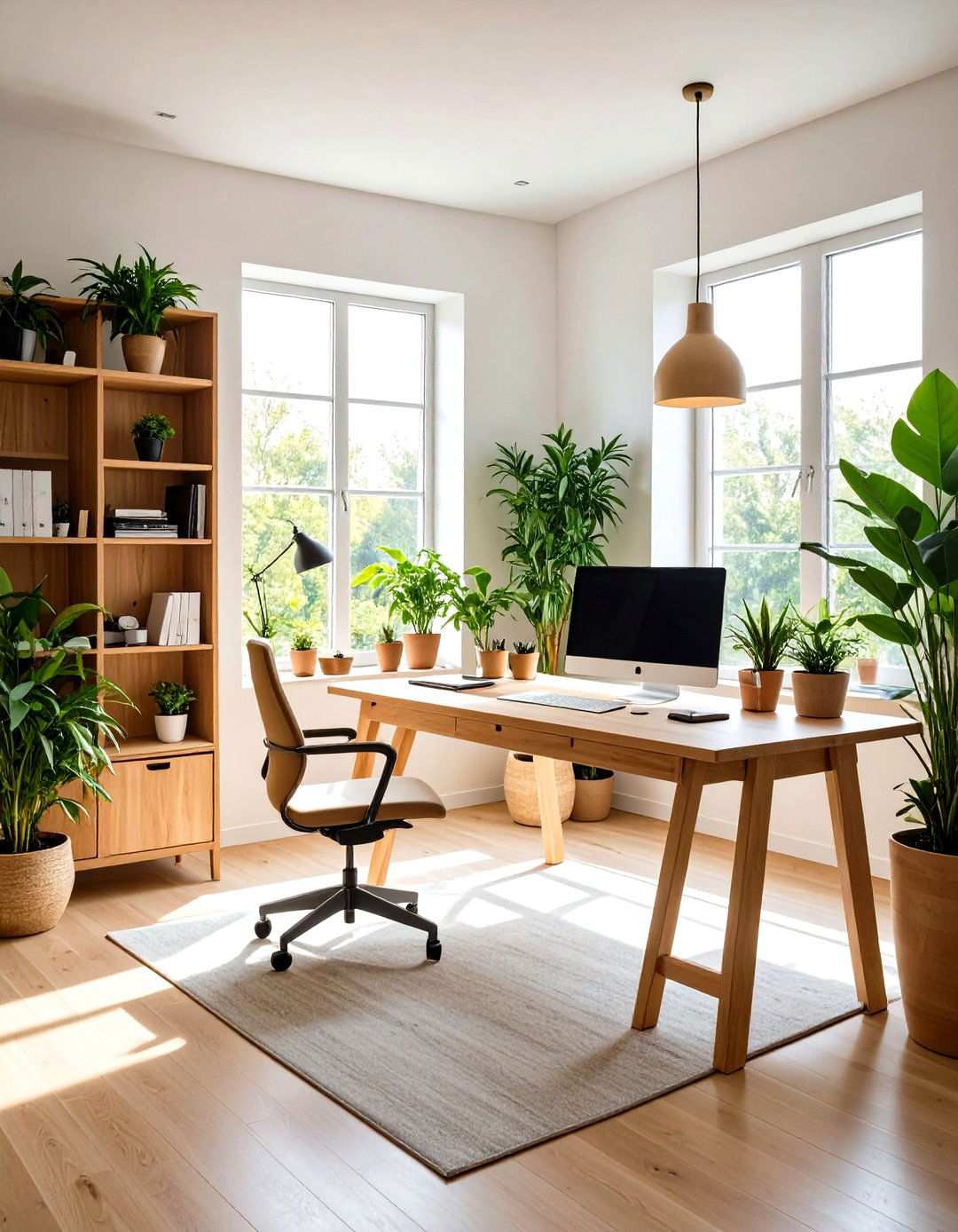 Tranquil Home Office with Bamboo Accents - 24 Zen Room Ideas