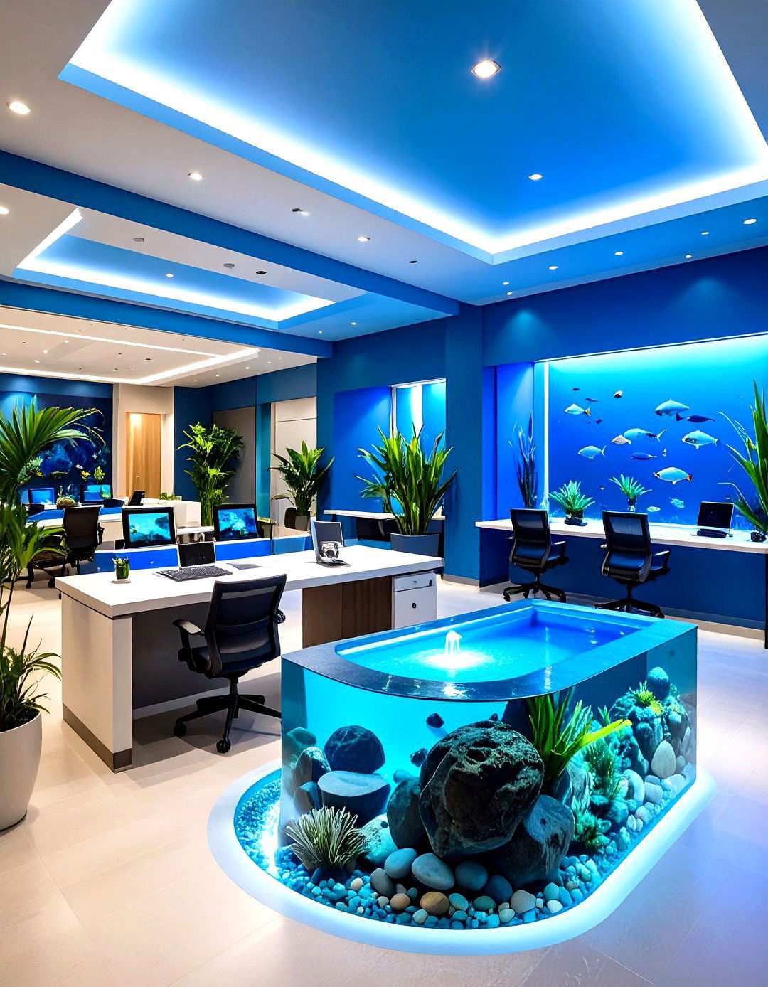 Tranquil Water Element Office - 24 Therapist Office Decor Ideas