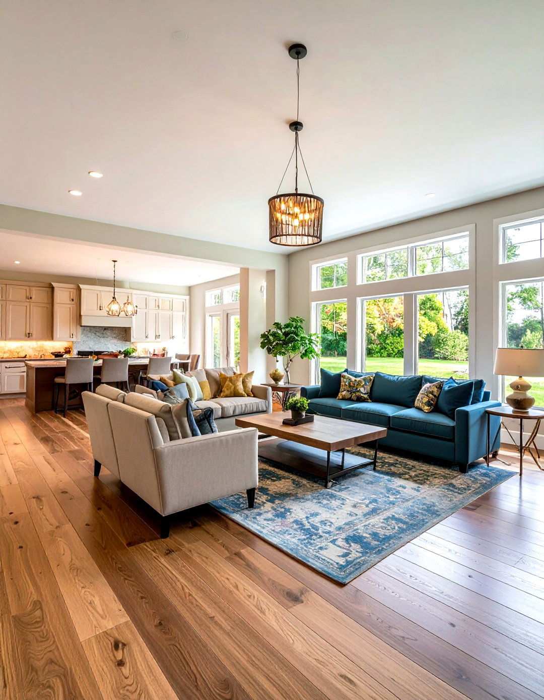 Transitional Open Floor Plan with Mixed Materials - 24 Open Floor Plan Ideas