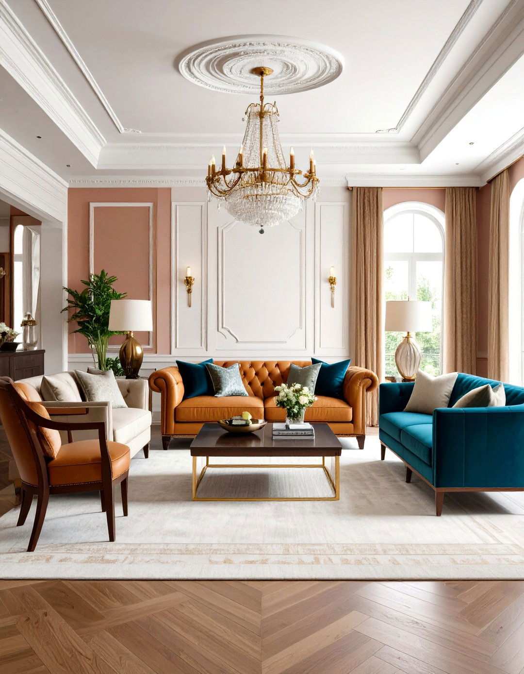 Transitional Style Blend Living Room - 24 Mansion Living Room Ideas