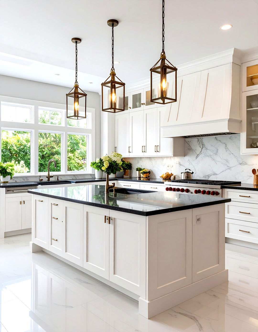 Transitional Style Kitchen Design - 24 Kitchen With White Cabinets and Black Countertops Ideas