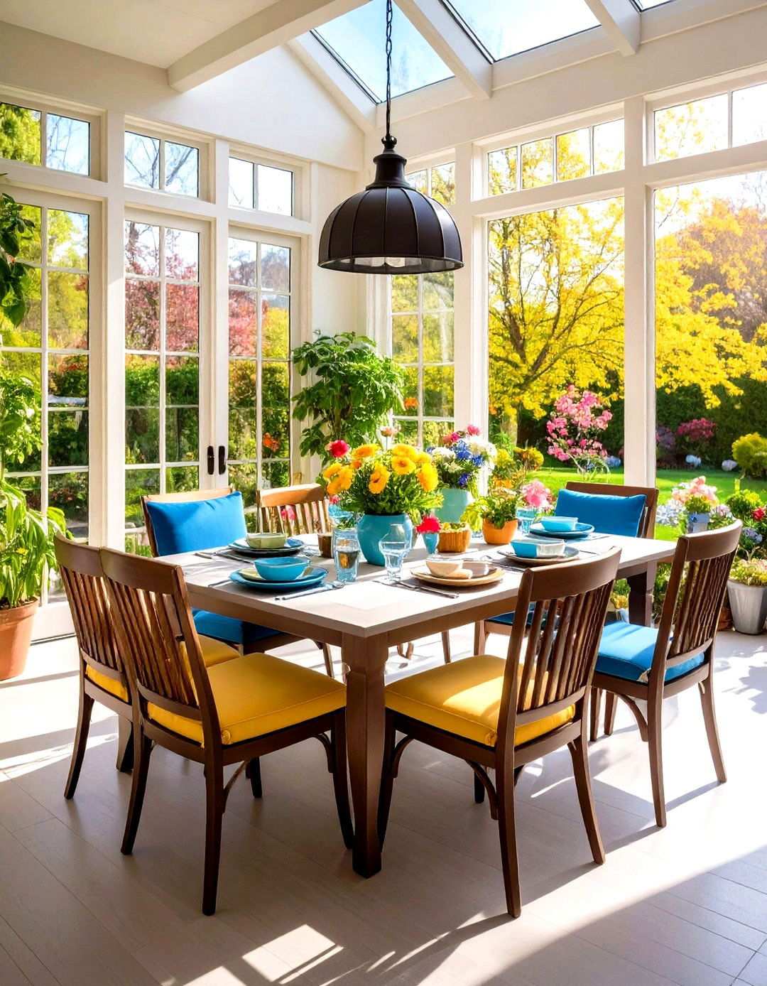 Transitional Sunroom Dining with Flexible Style - 24 Sunroom Dining Room Ideas