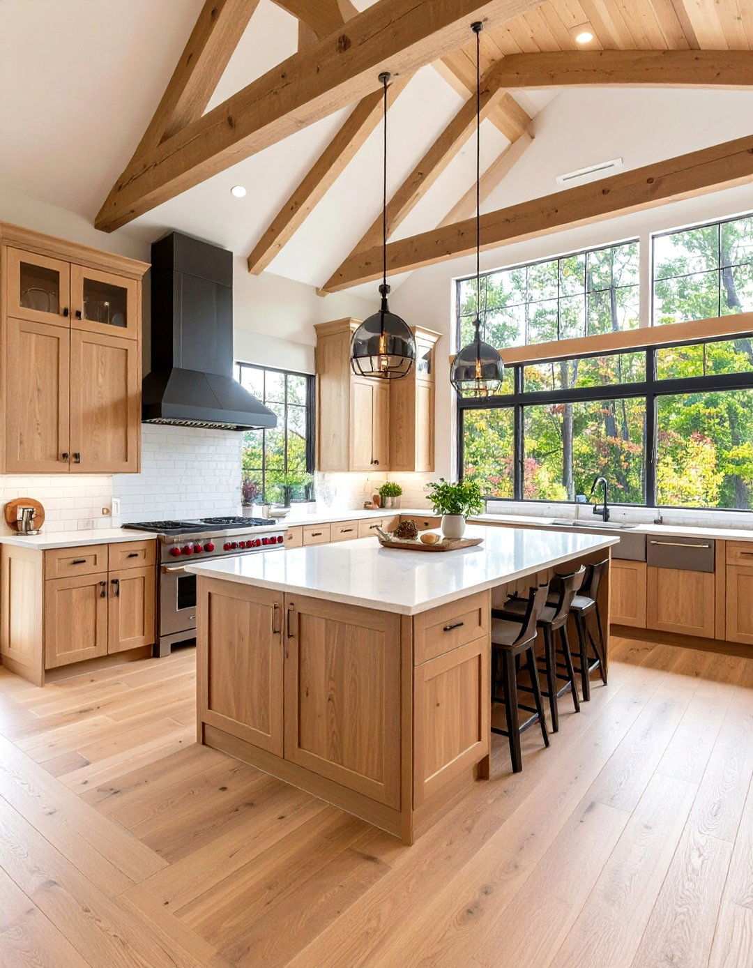 Transitional Vaulted Kitchen Design - 24 Vaulted Ceiling Kitchen Ideas