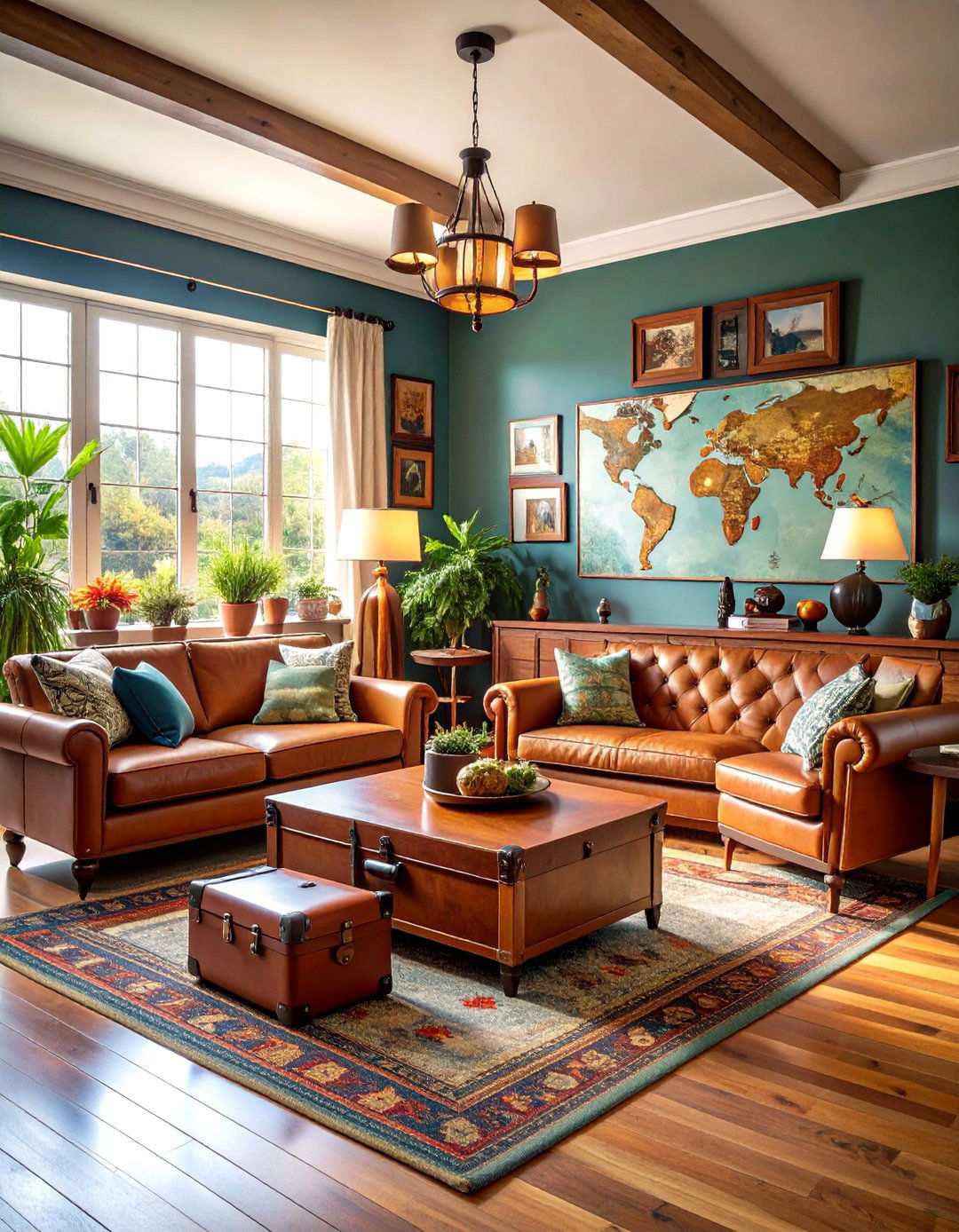 Travel Inspired Masculine Living Room - 24 Men's Living Room Ideas