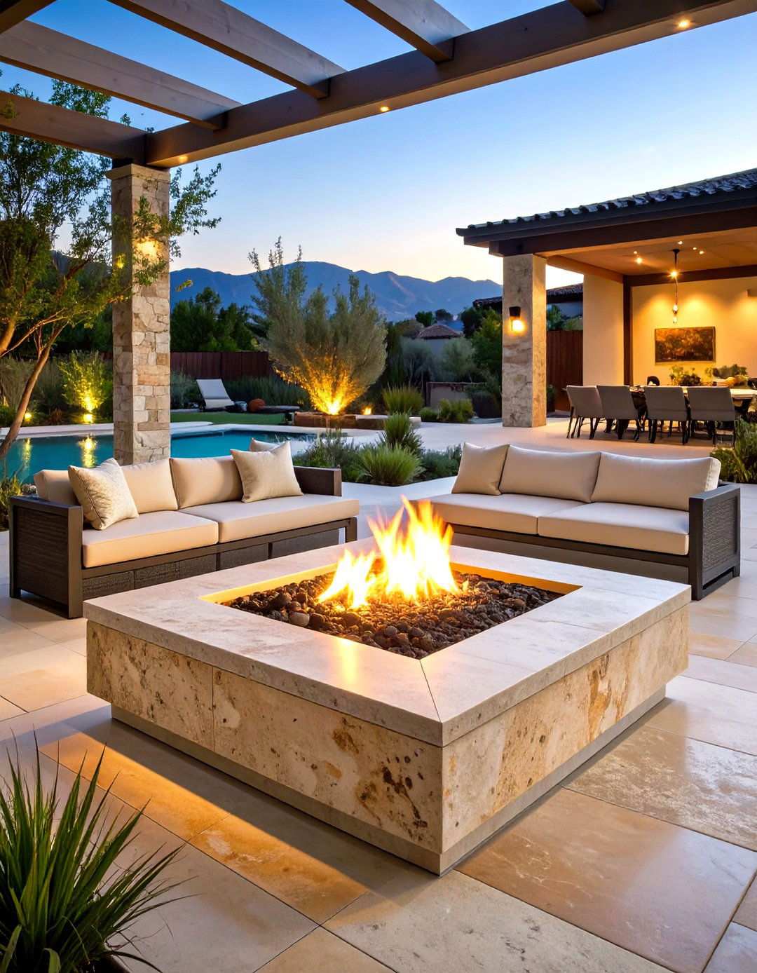 Travertine Contemporary Style - 24 Rock Fire Pit Ideas