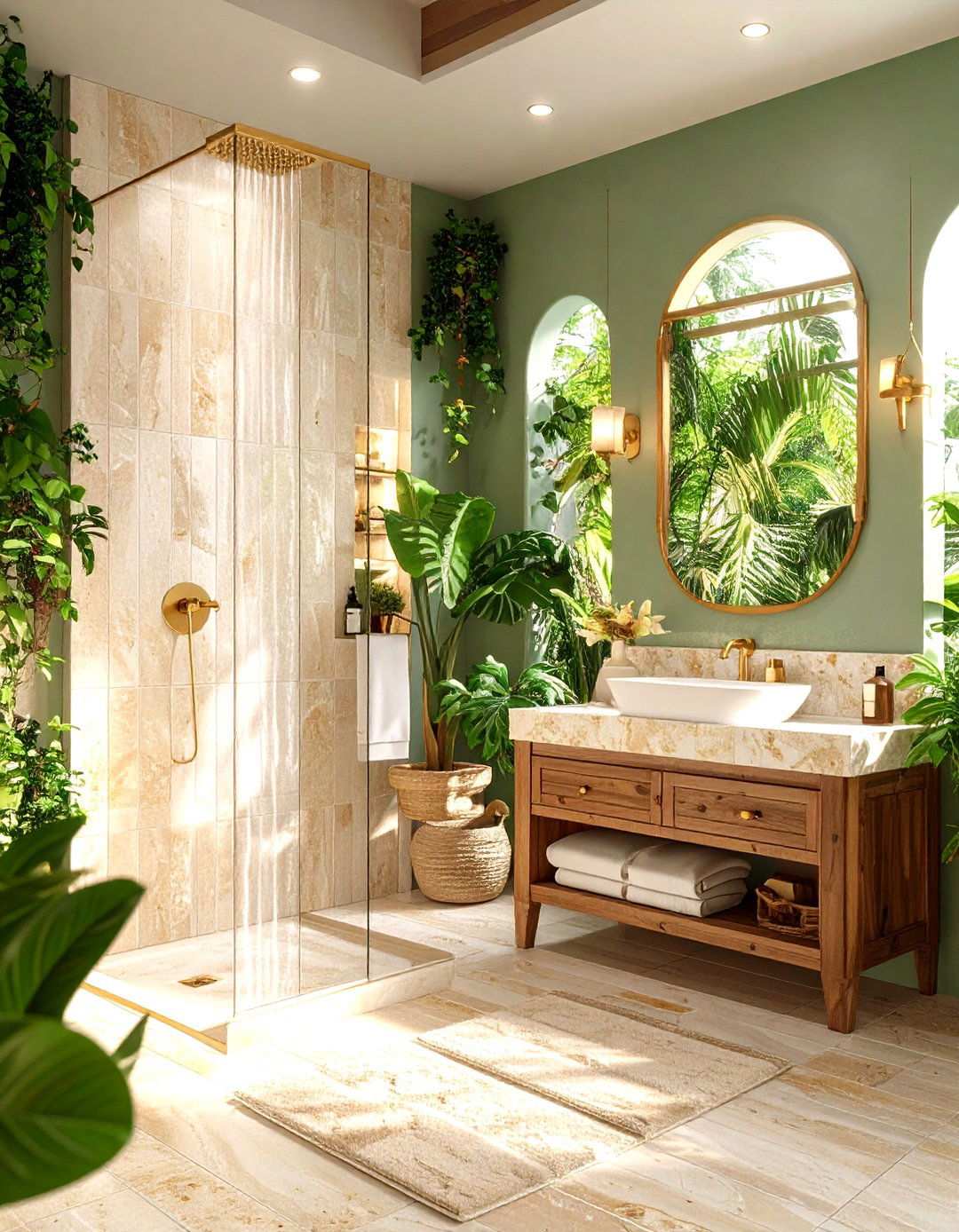 Travertine Shower Bathroom - 24 Tuscan Bathroom Ideas