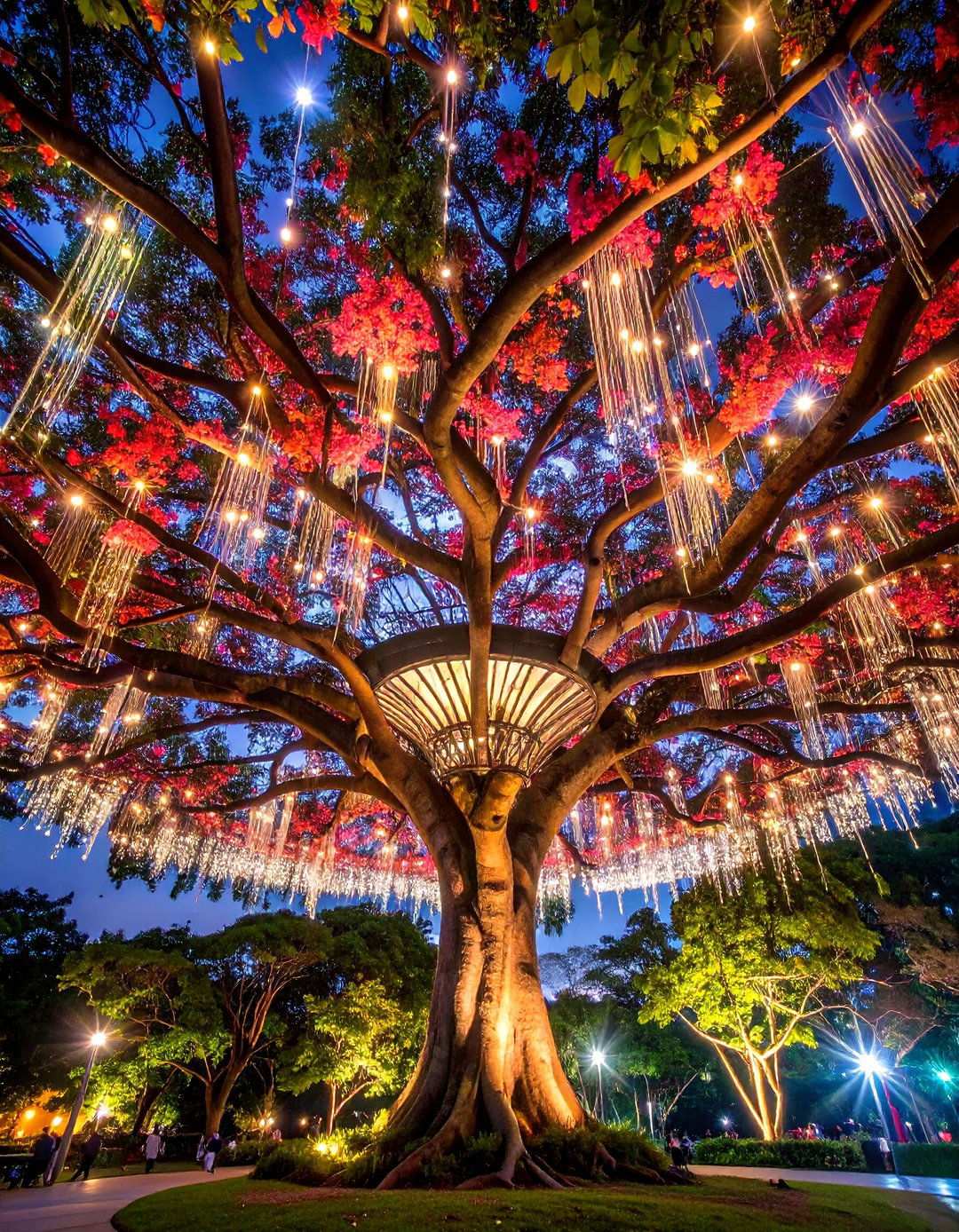 Tree Canopy Lighting with Overhead Drama - 24 Outdoor Lighting Ideas