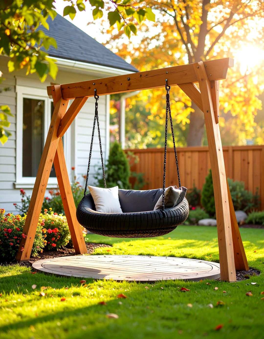 Tree Free A Frame Tire Swing Structure - 24 Tire Swing Ideas