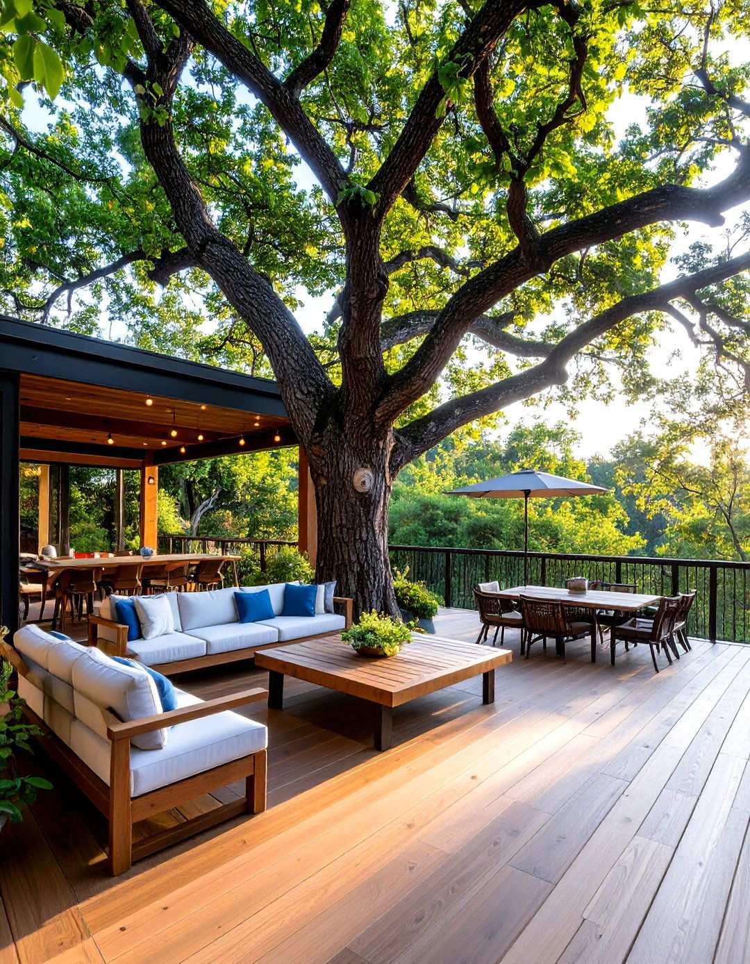 Tree Integrated Natural Deck - 24 Small Deck Ideas