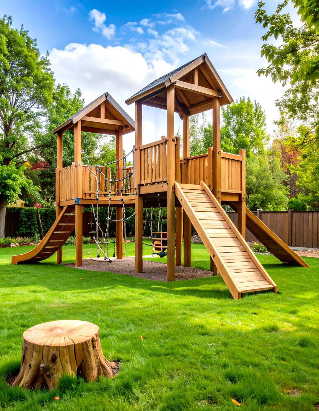 Tree Stump Childrens Play Structure - 24 Tree Stump Decorating Ideas