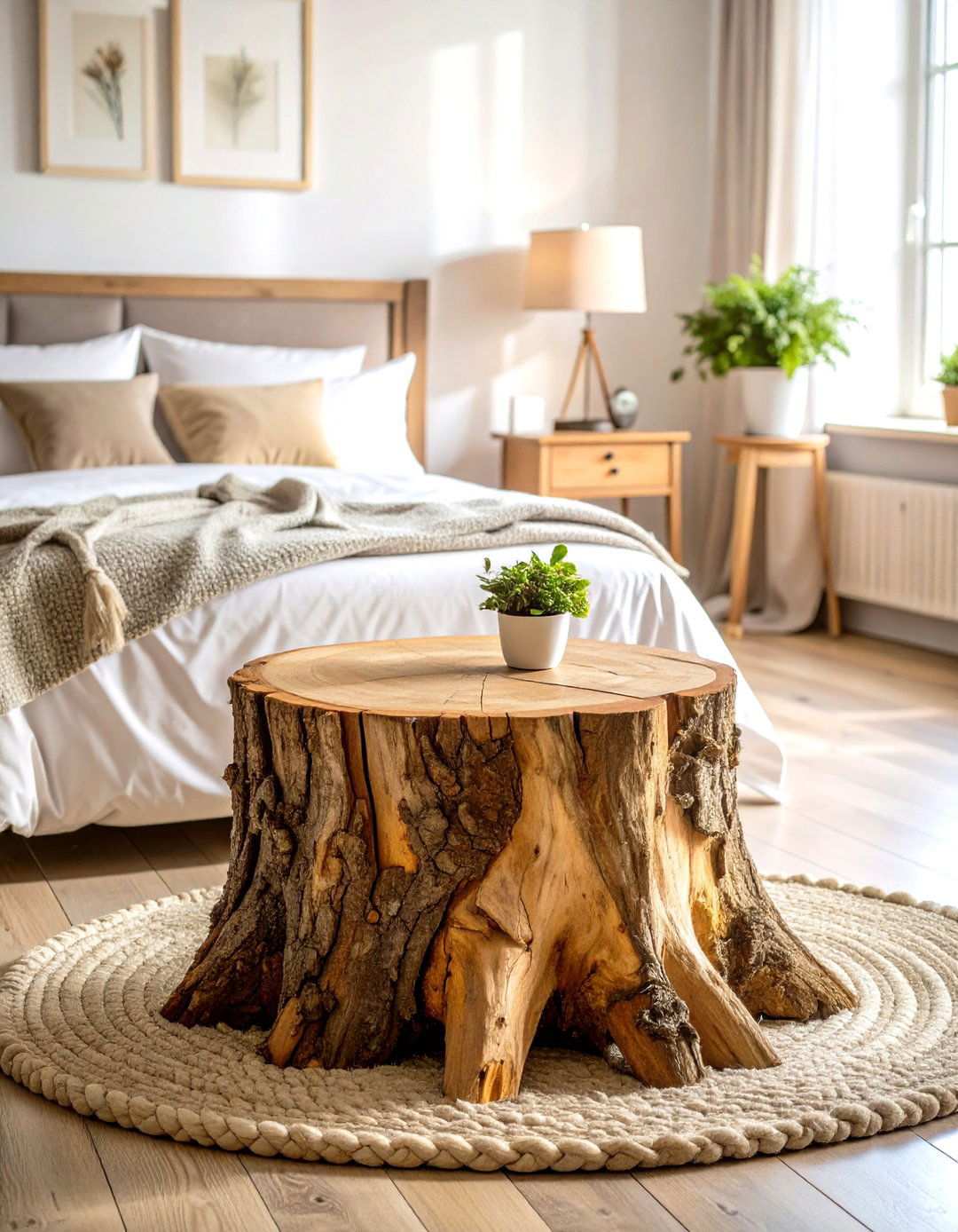 Tree Stump Natural Nightstand - 24 Nightstand Ideas