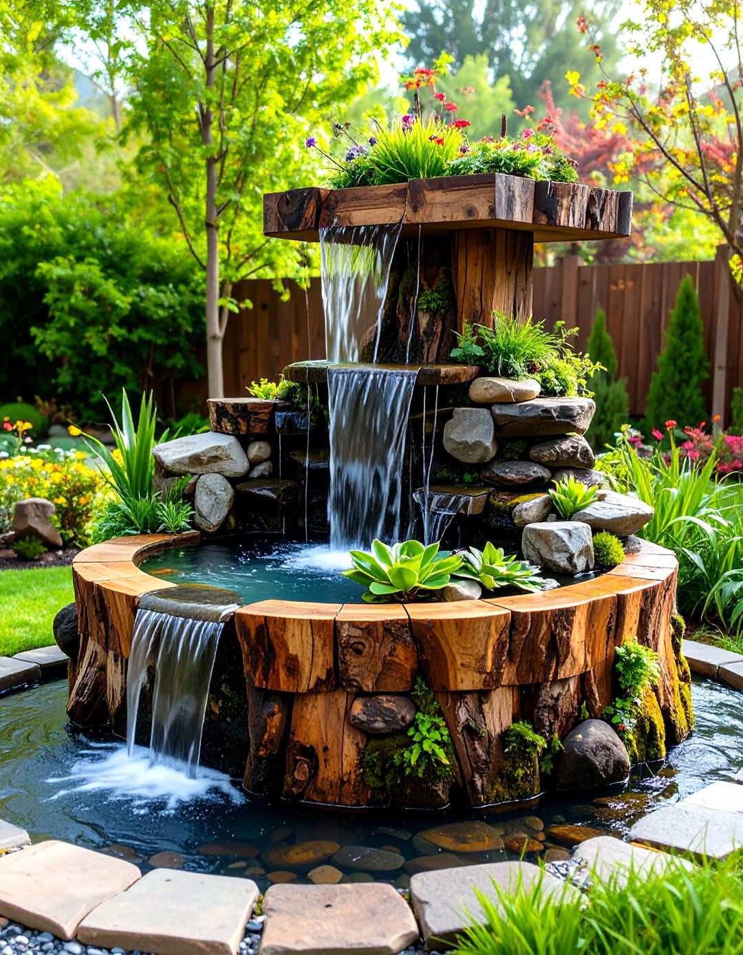Tree Stump Water Feature Fountain - 24 Tree Stump Decorating Ideas