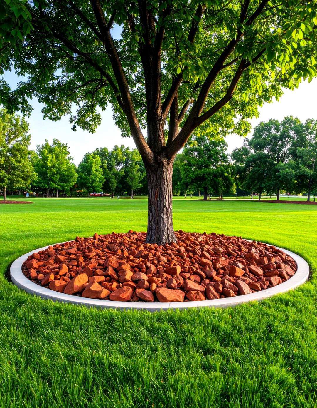 Tree Surround Applications - 24 Red Lava Rock Landscaping Ideas
