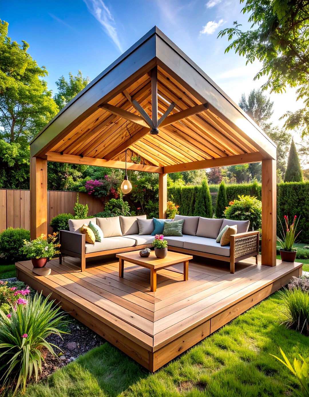 Triangle Corner Pergola Configuration - 24 Small Patio Pergola Ideas