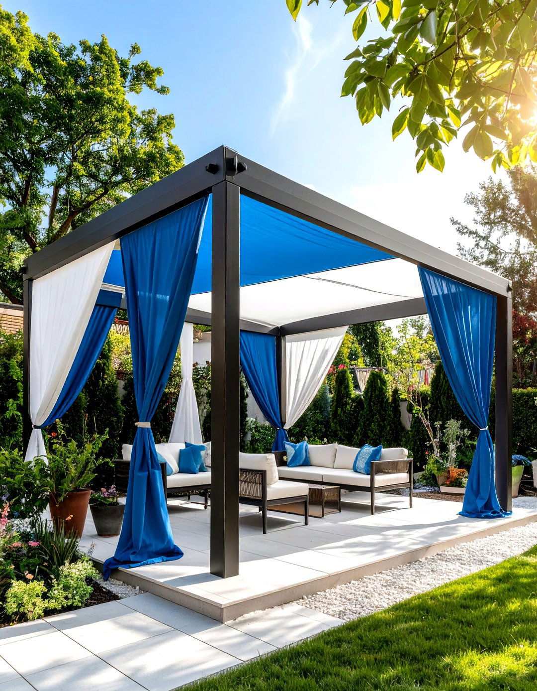 Triangular Shade Sails - 24 Pergola Shade Ideas
