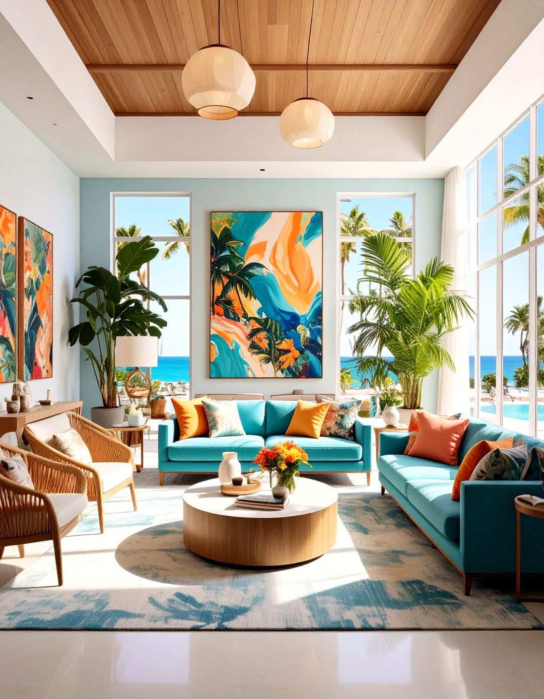 Tropical Art Gallery Design - 24 Tropical Living Room Ideas