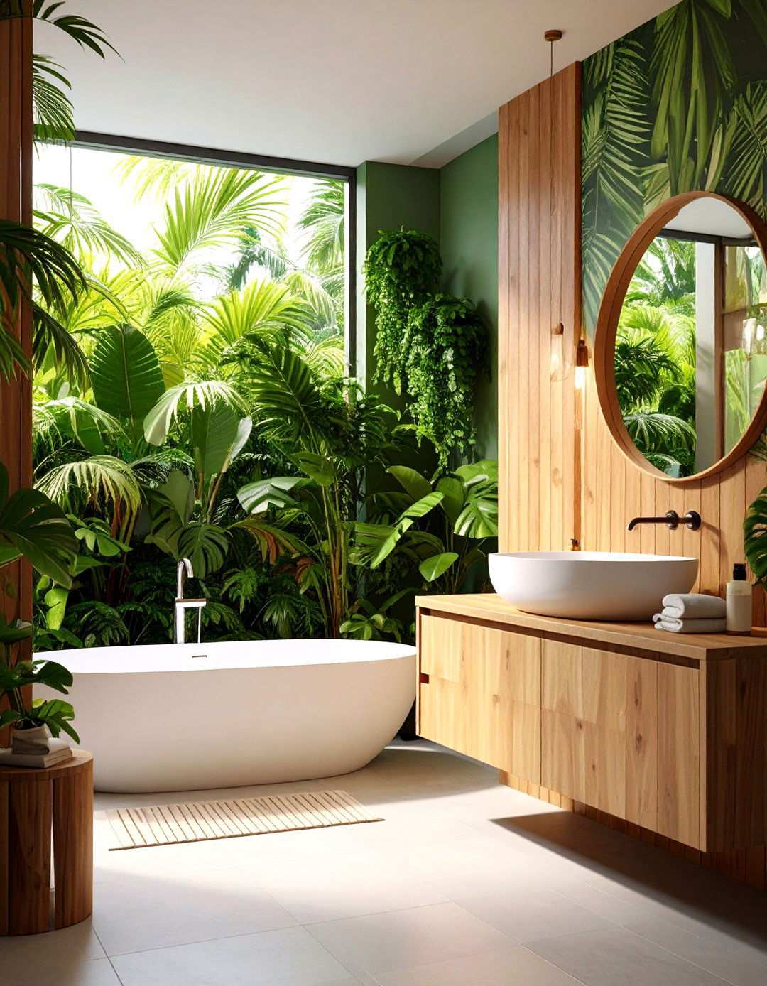 Tropical Botanical with Lush Greenery - 24 Restaurant Bathroom Ideas