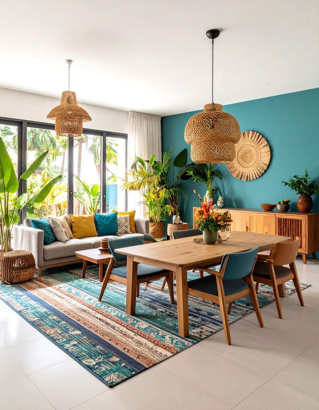 Tropical Dining Integration Design - 24 Tropical Living Room Ideas