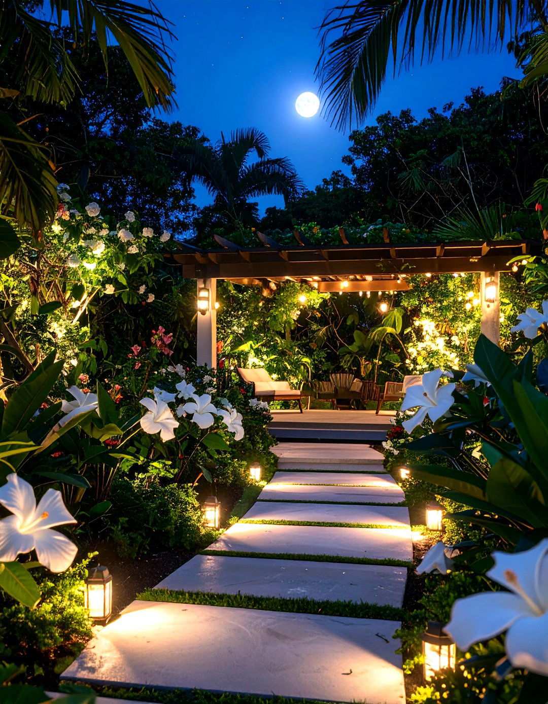Tropical Moonlight Garden - 24 Tropical Landscape Ideas