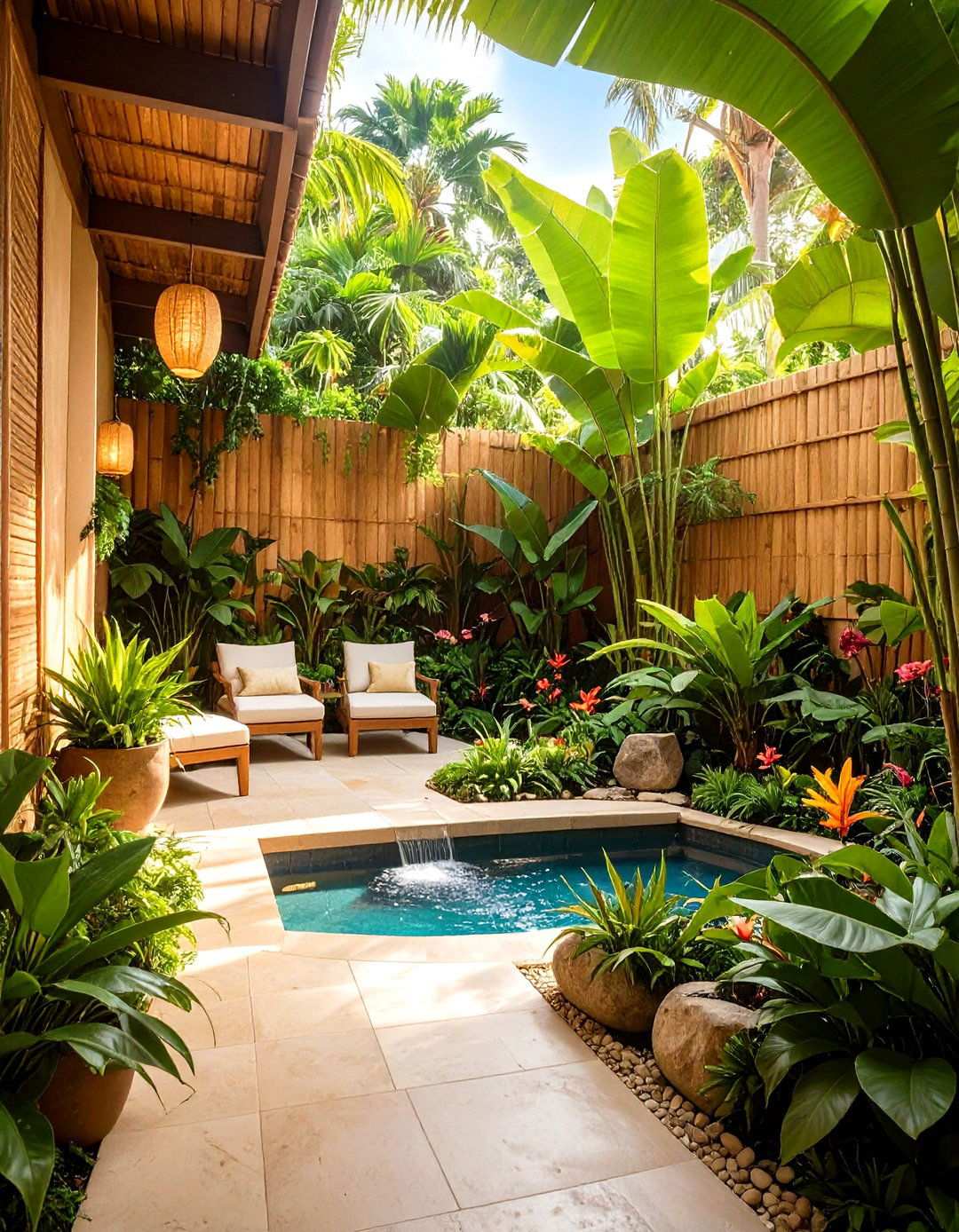 Tropical Oasis Escape - 24 Small Walled Garden Ideas