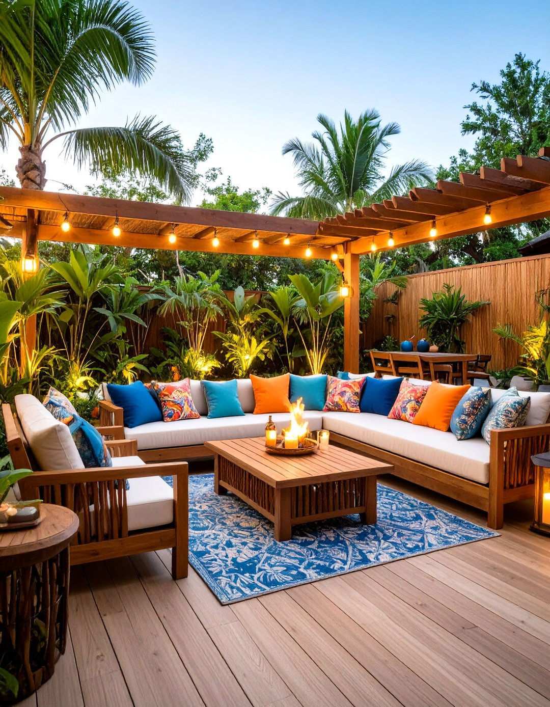Tropical Oasis Patio with Lush Greenery - 24 Small Patio Ideas