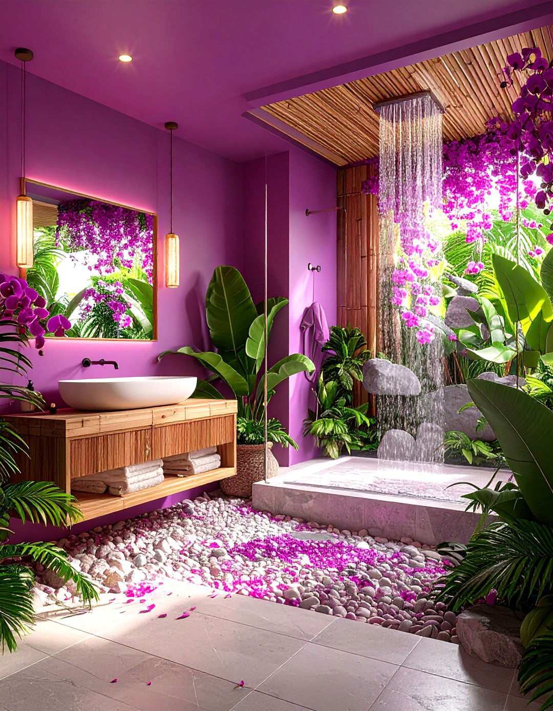 Tropical Orchid Paradise - 24 Purple Bathroom Ideas