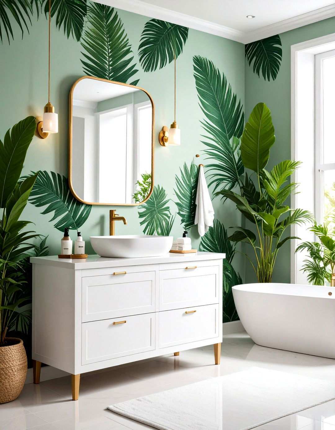 Tropical Palm Leaf Wallpaper for Bathrooms - 24 Wallpaper Ideas