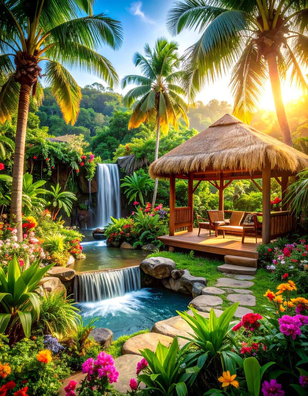 Tropical Paradise Escape - 24 Large Backyard Landscaping Ideas