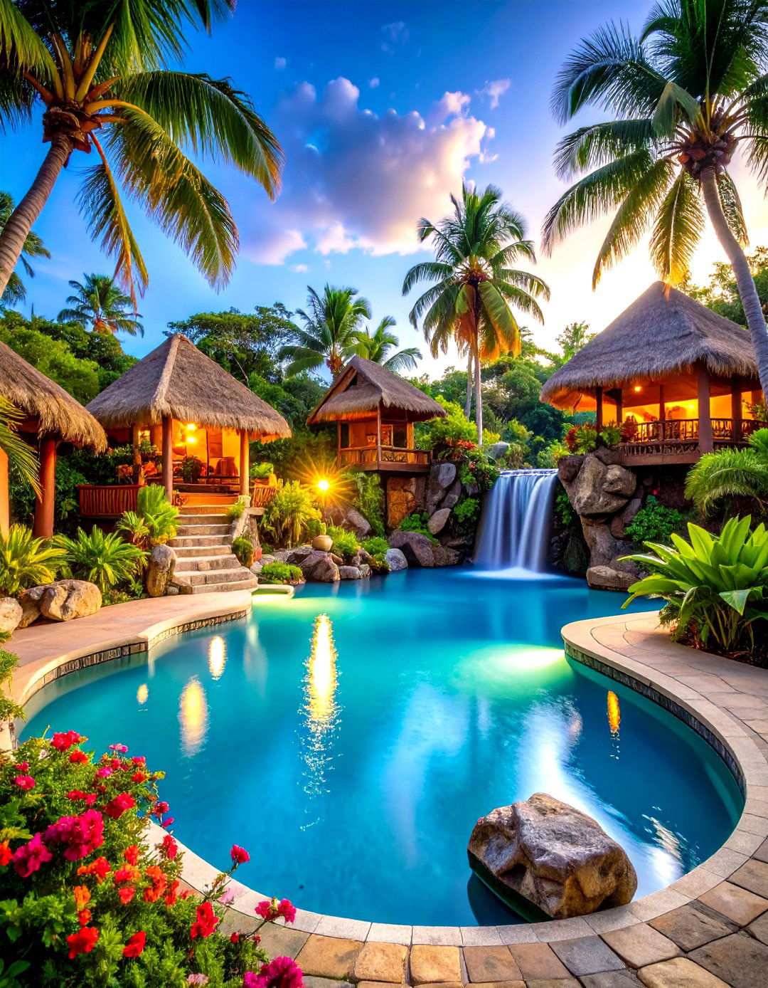 Tropical Paradise Pool Oasis - 24 Large Backyard Ideas