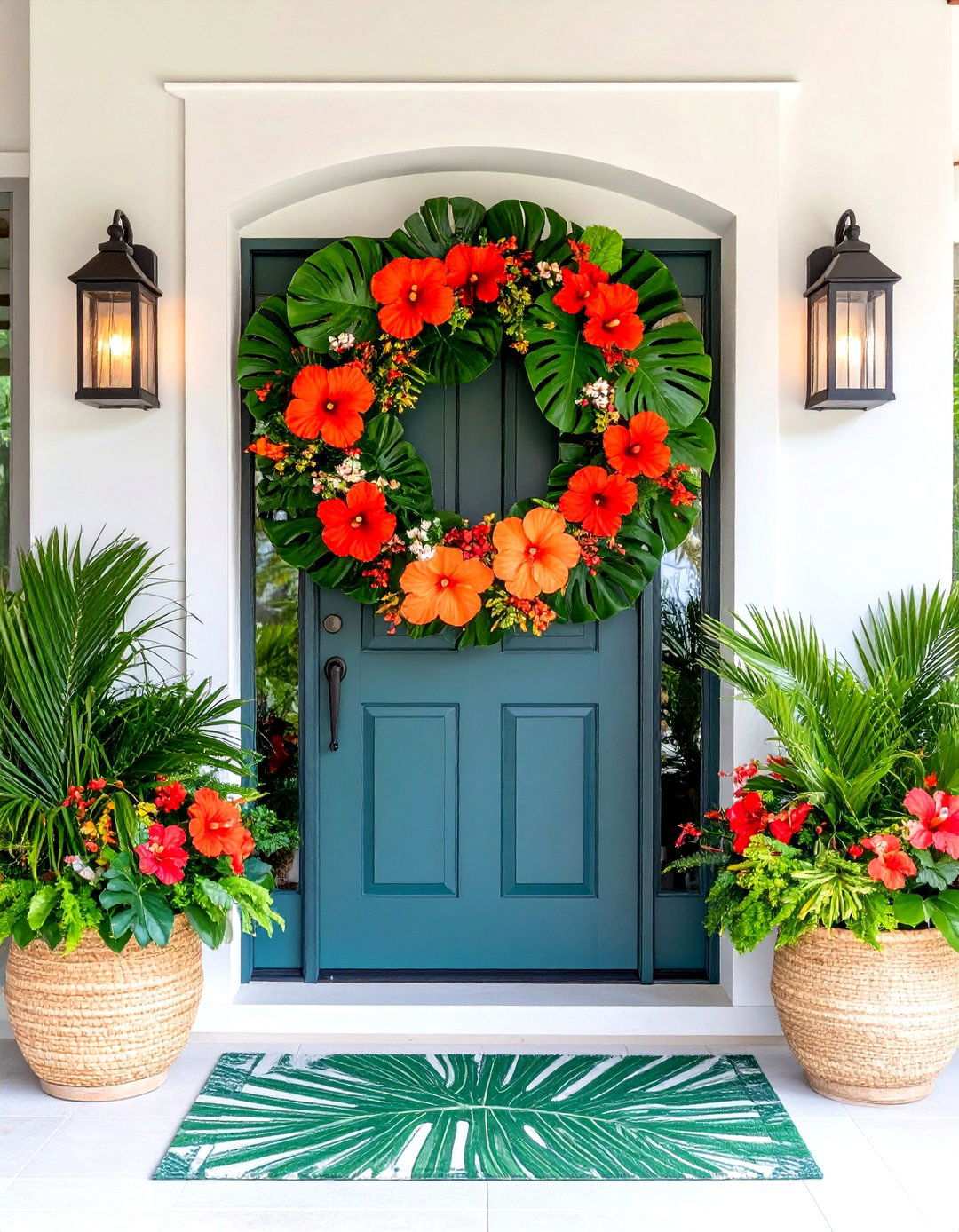 Tropical Paradise Setup - 24 Summer Front Door Decor Ideas